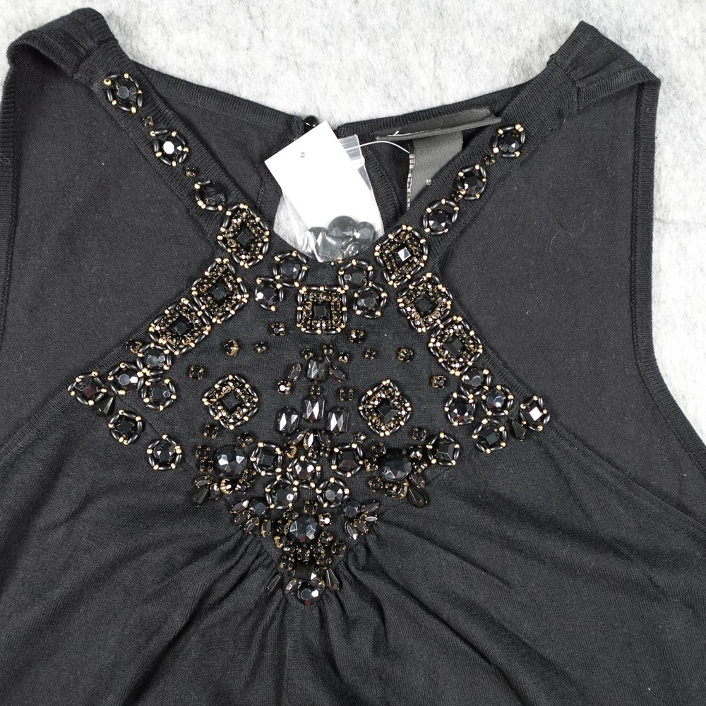 Lane Bryant Top Women 18/20 Black NWT Beaded Embellished Jewel Sleeveless Knit - Picture 2 of 10